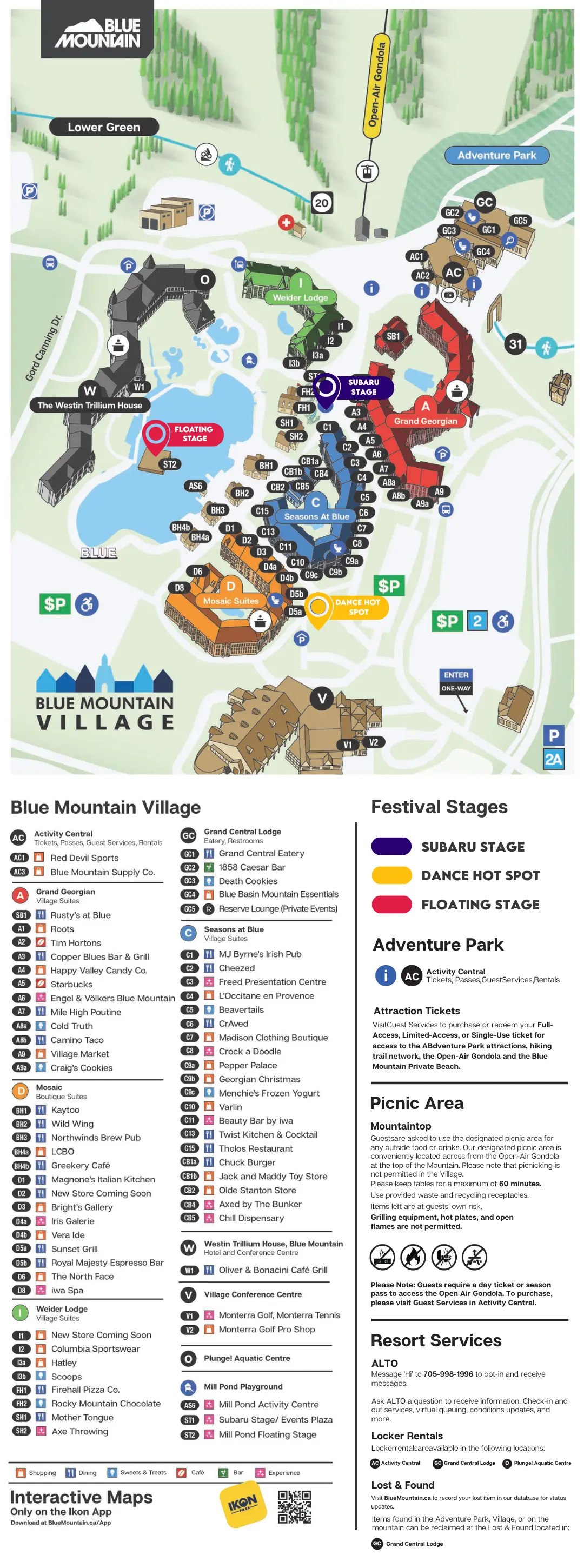 TD Salsa at Blue Mountain festival map